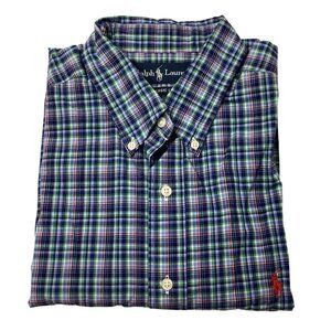 Ralph Lauren Button Down Classic Fit Plaid Long Sleeve Shirt Mens Size 16.5/L Co